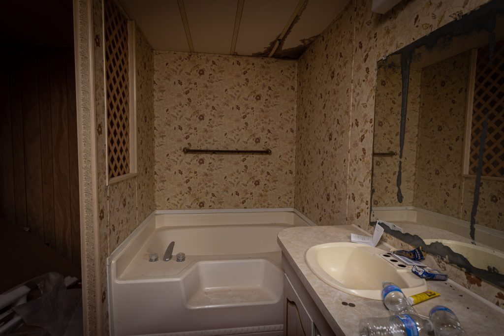 bathroom inside an abandoned brothel